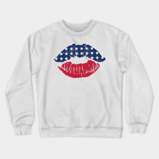 Red White Blue Lips Independence Day Patriotic Family Crewneck Sweatshirt